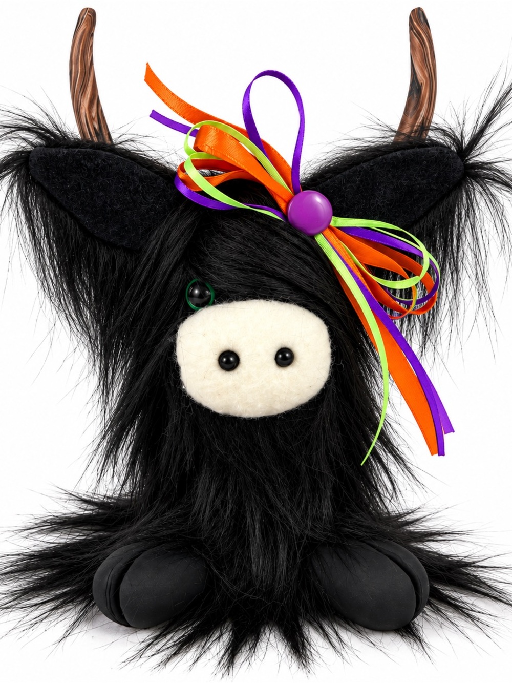 Highland Cow Gnome Halloween Black Handmade Whimsical  Farmhouse Decor